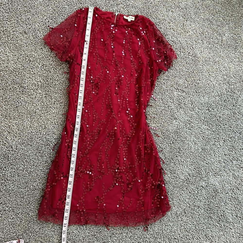 50s Cherry red sequin Flapper Dress - Picture 7 of 11